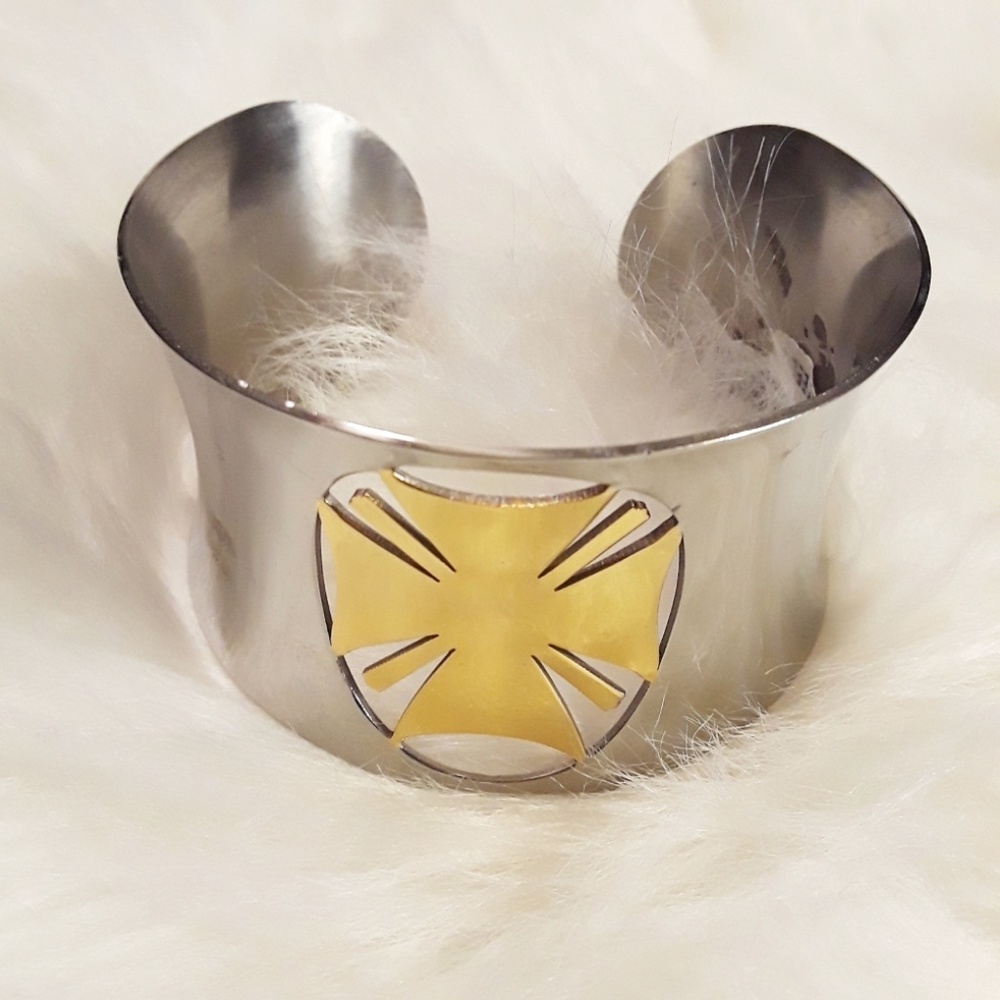 Stainless Steel Polished Laser Cut Cuff Bracelet